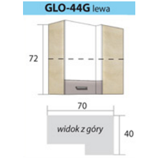 GLOBAL pakabinama kampinė spintelė GLO-44G (kairinė)