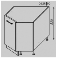 Pastatoma kampinė spintelė  PLATINUM  D12R 90