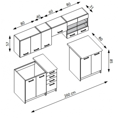 Virtuvės baldų komplektas AMANDA 260 1